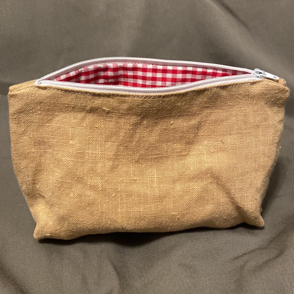 Hand made up-cycled medium zipper bag